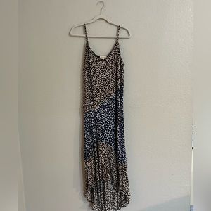 MELLODAY high-low, midi dress. Micro floral print. Tags removed, never worn.
